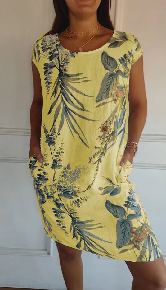 Botanical Breeze Pocket Shift Dress