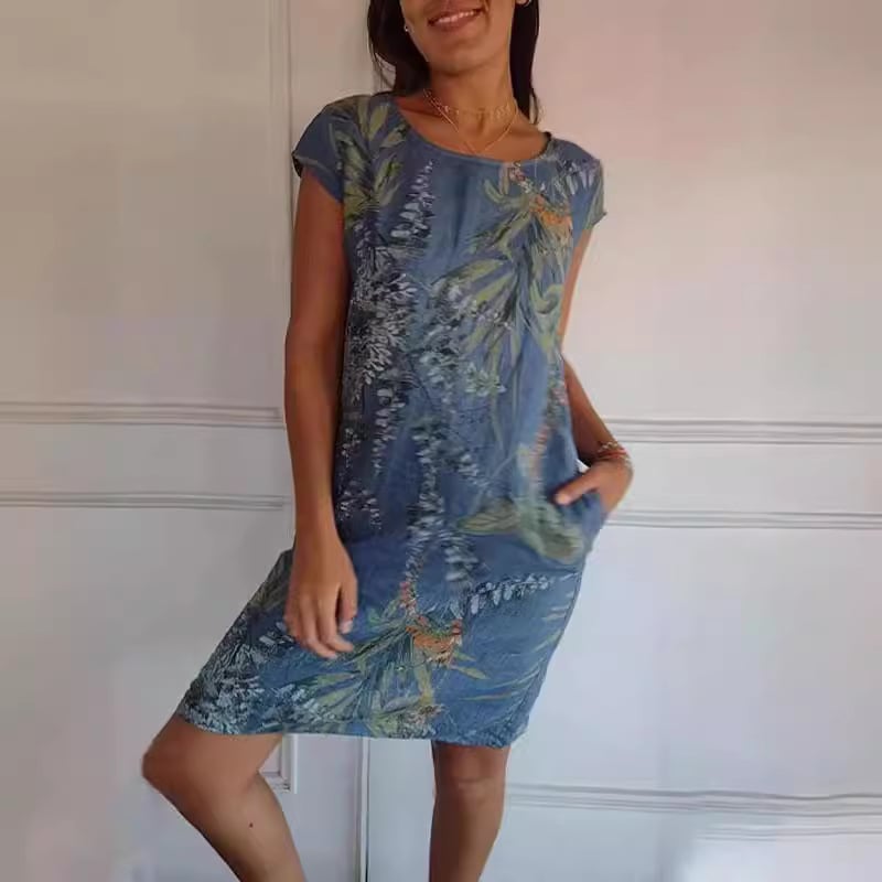 Botanical Breeze Pocket Shift Dress