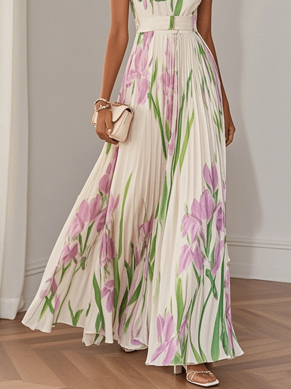 Floral Square-Neck Maxi Dress