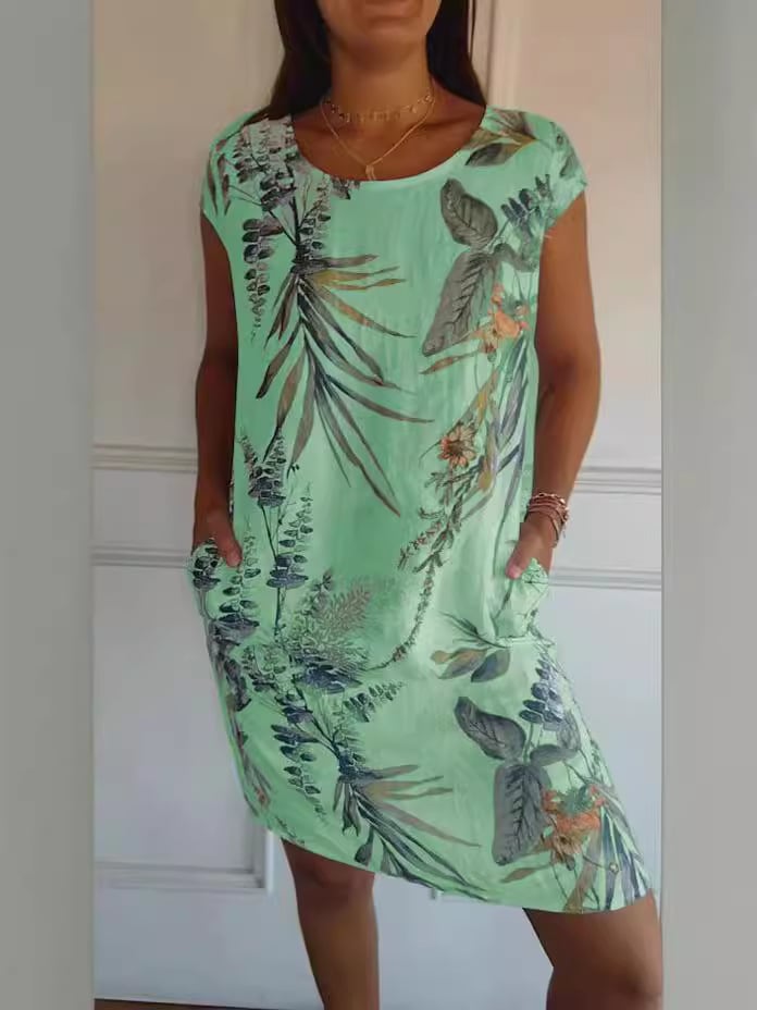 Botanical Breeze Pocket Shift Dress