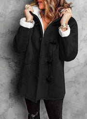 Faux fur lined toggle coat for women