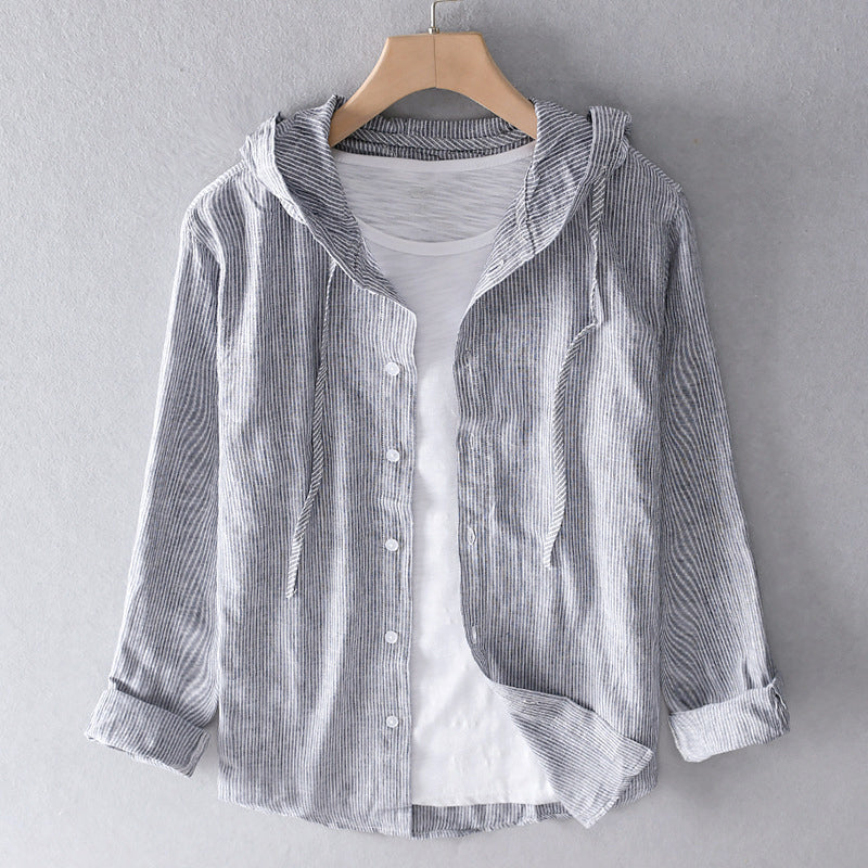 Women’s long sleeved hooded shirt with drawstring