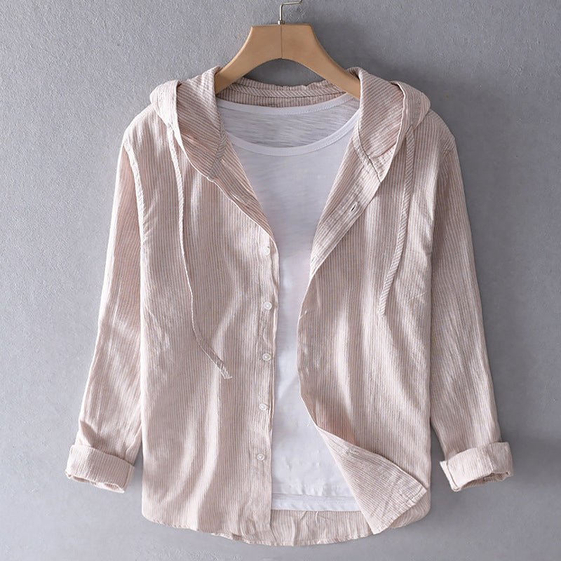 Women’s long sleeved hooded shirt with drawstring