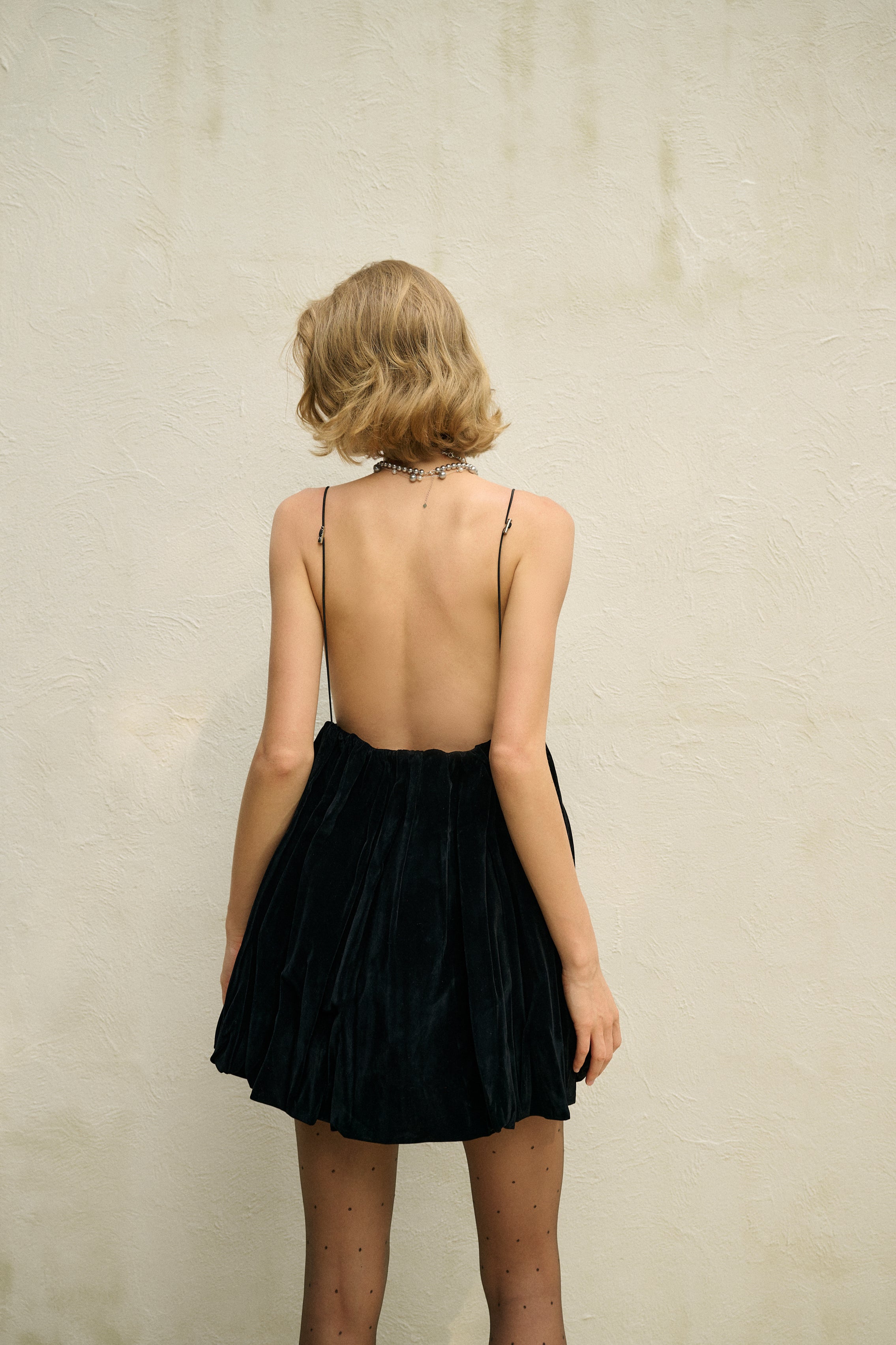 Velvet Deep-V Spaghetti Strap Mini Dress