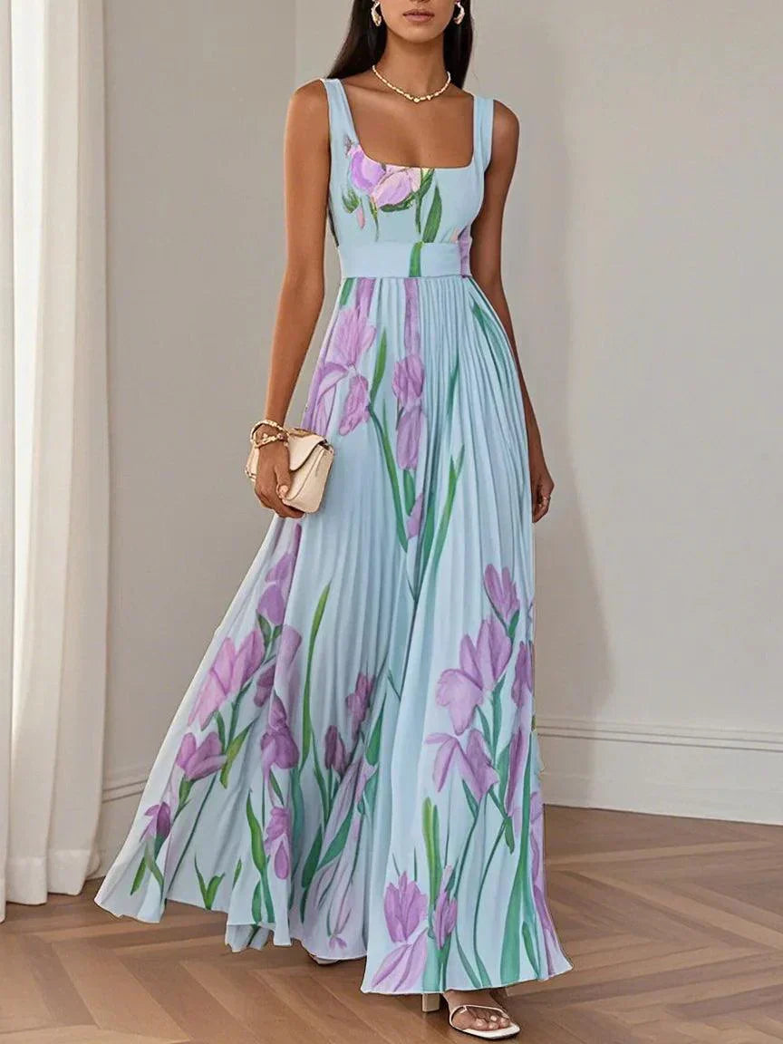 Floral Square-Neck Maxi Dress