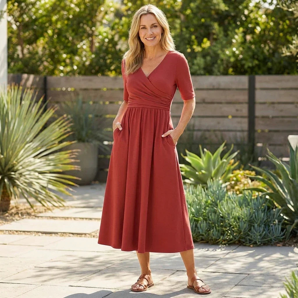 Graceful Wrap Waist Maxi Dress