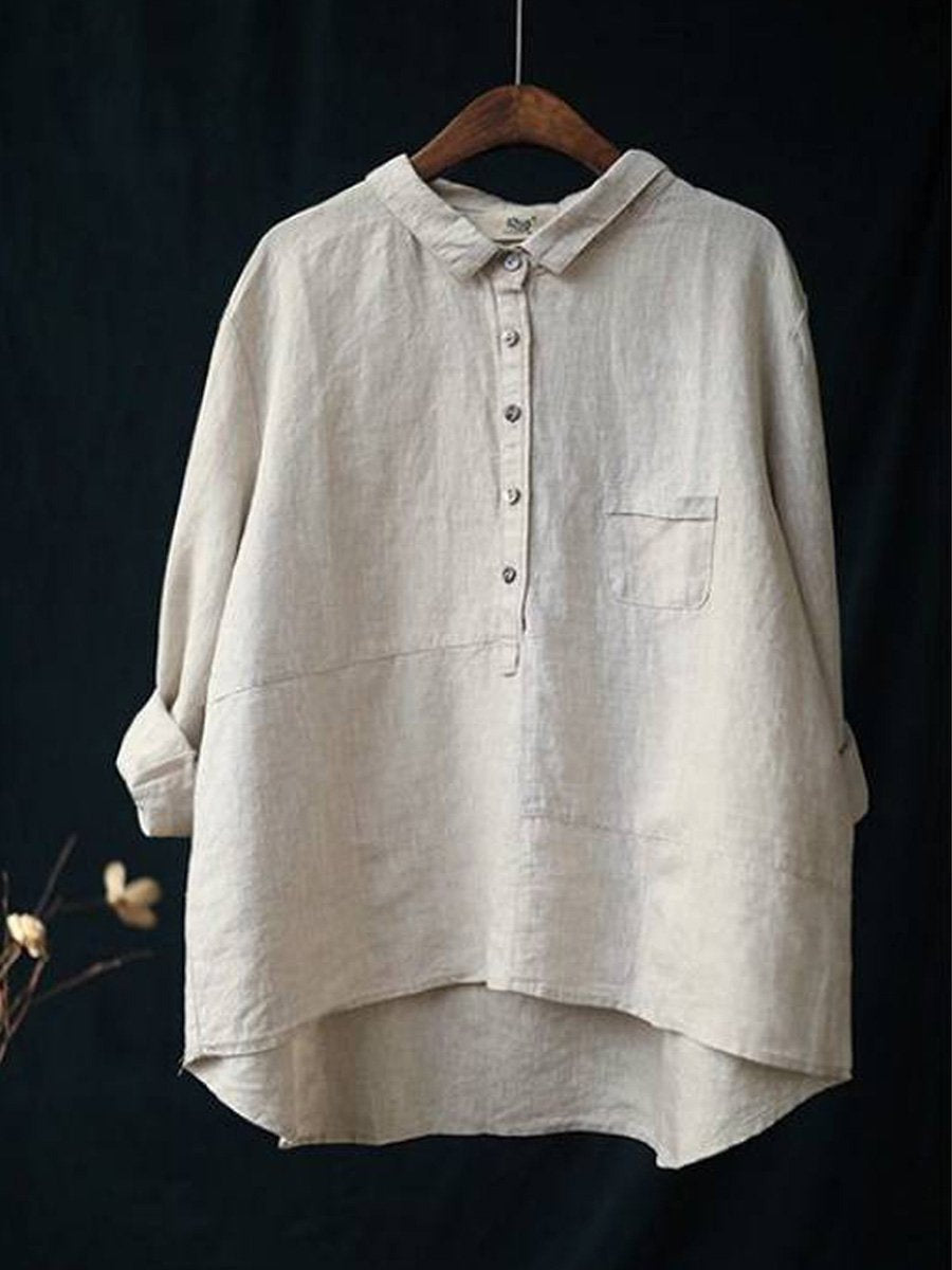 Women’s lapel neck long sleeve shirt